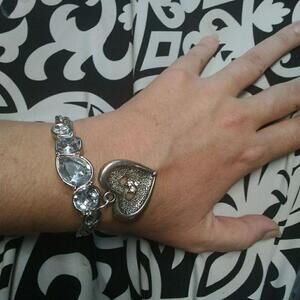 Charmed Heart Crystal Bracelet silver toned